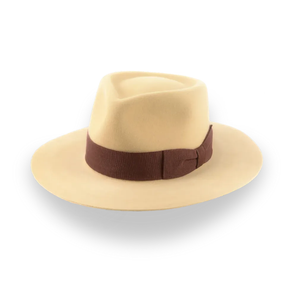 Biscuit Jaune Fedora à large bord en fourrure Chic Felt | Rusty 11 Agnoulita Hats
