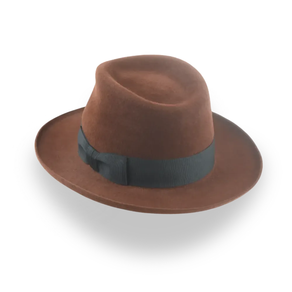 Fedora en velours brun à bord roulé | Le Chronicle Agnoulita Hats
