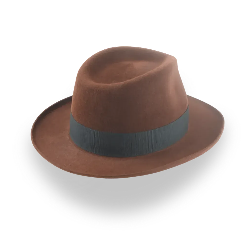 Fedora en velours brun à bord roulé | Le Chronicle Agnoulita Hats