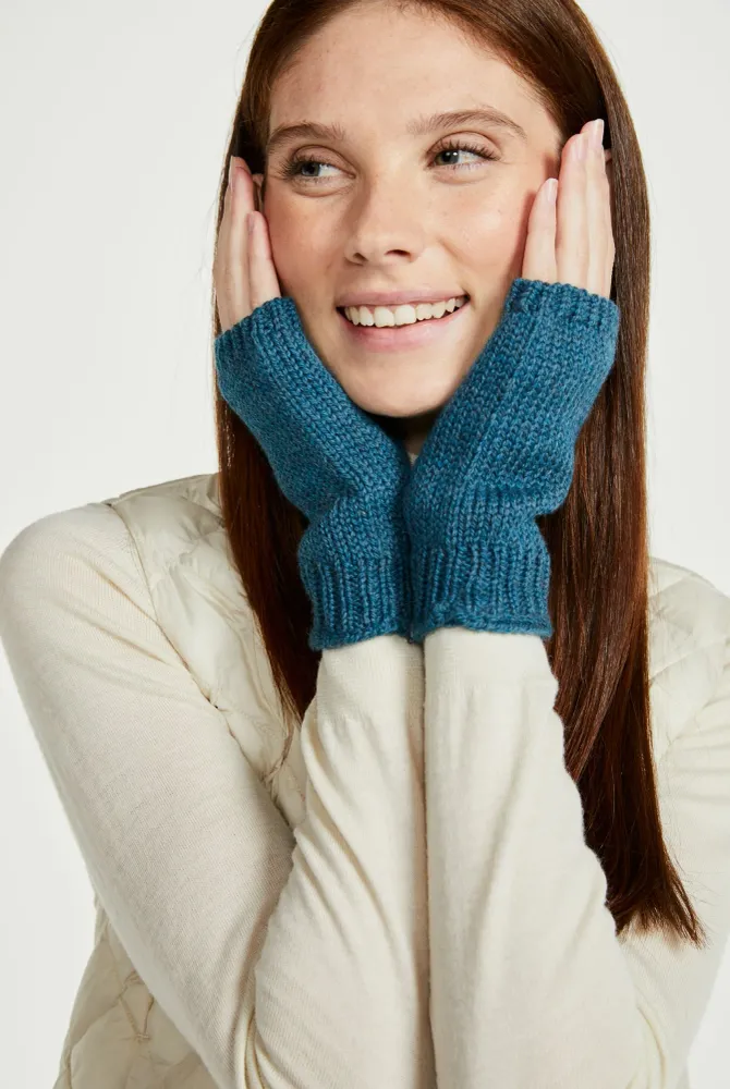 Mitaines sans doigts Kilmeena Aran - Bleu sarcelle Aran Woollen Mills