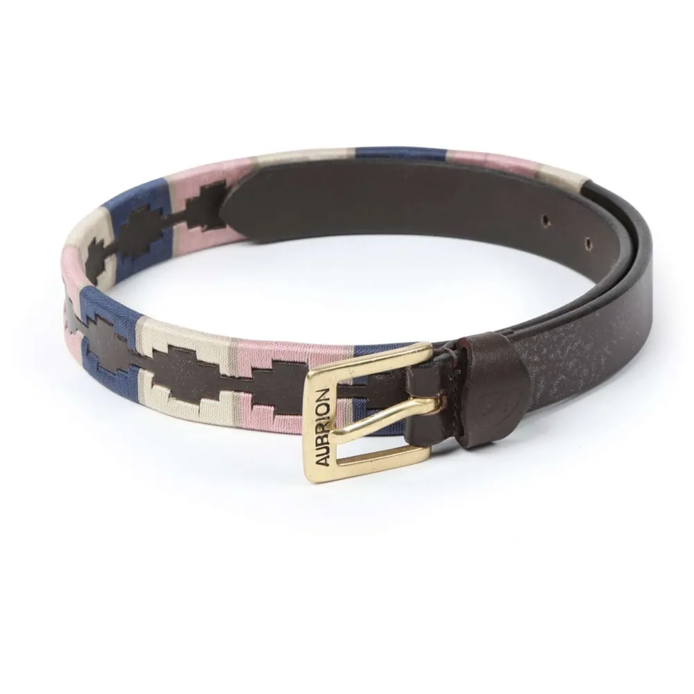 Aubrion Shires Ceinture Skinny Polo Navy/Rose/Naturel