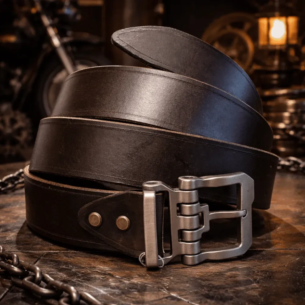 Ceinture en cuir épais – fabrication artisanale – style utilitaire