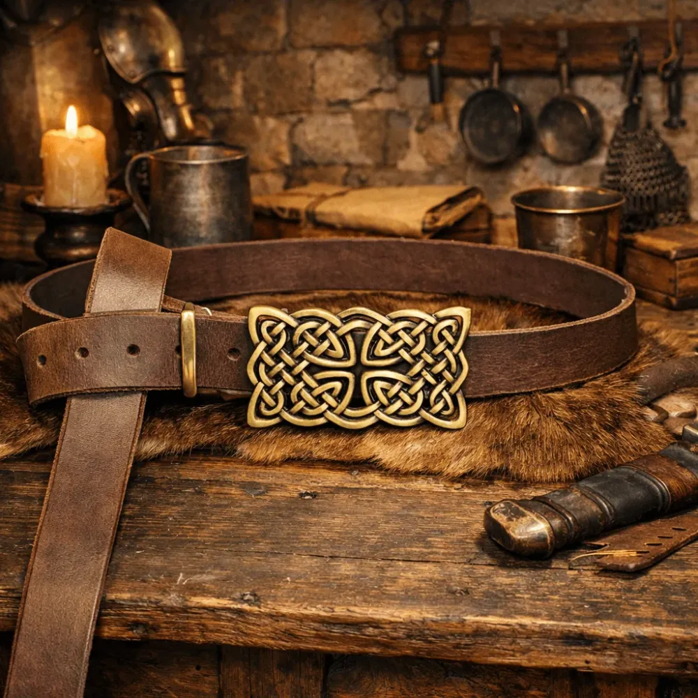 Ceinture médiévale en cuir végétal 4 mm ajustable