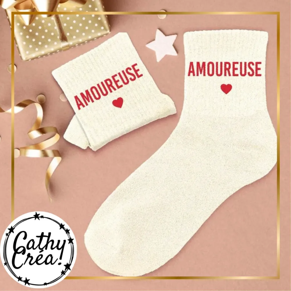 🧦 Chaussettes à paillettes Amoureuse – cadeau doux et brillant 💛