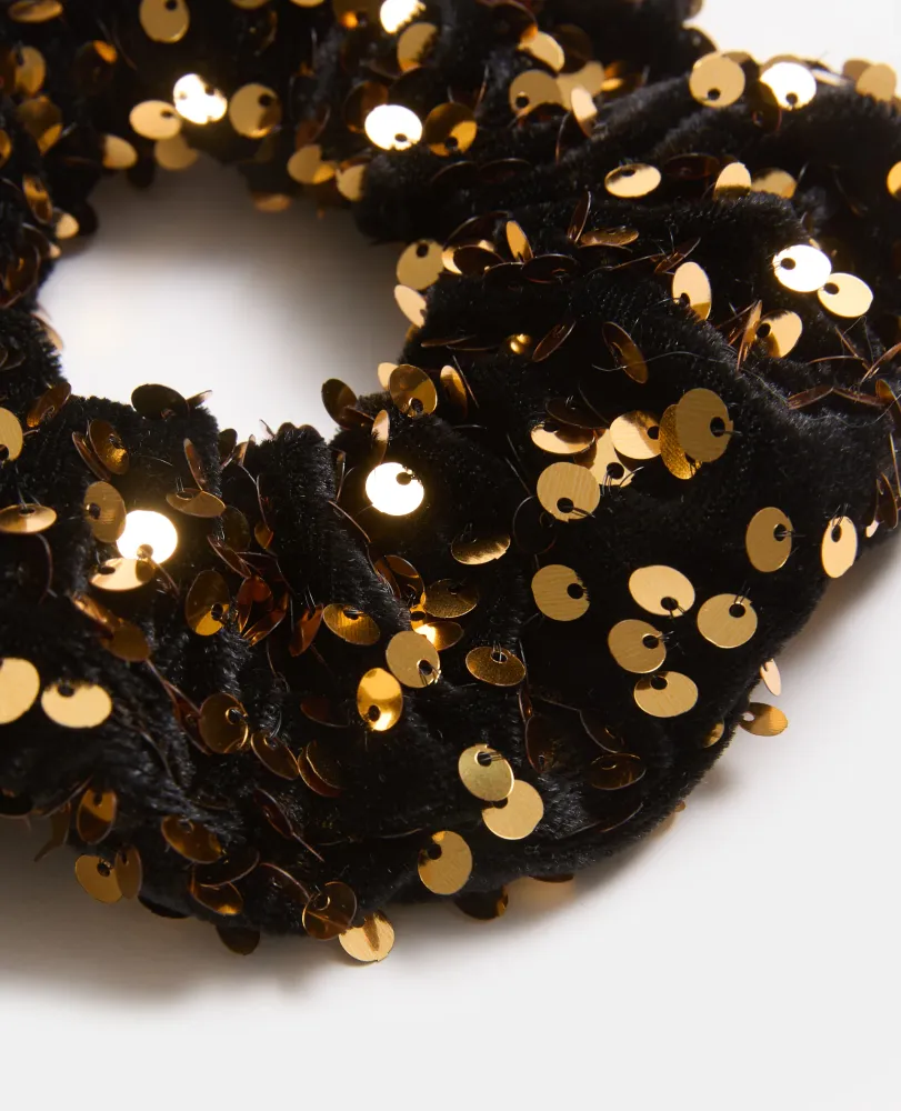 Chouchou en velours avec sequins