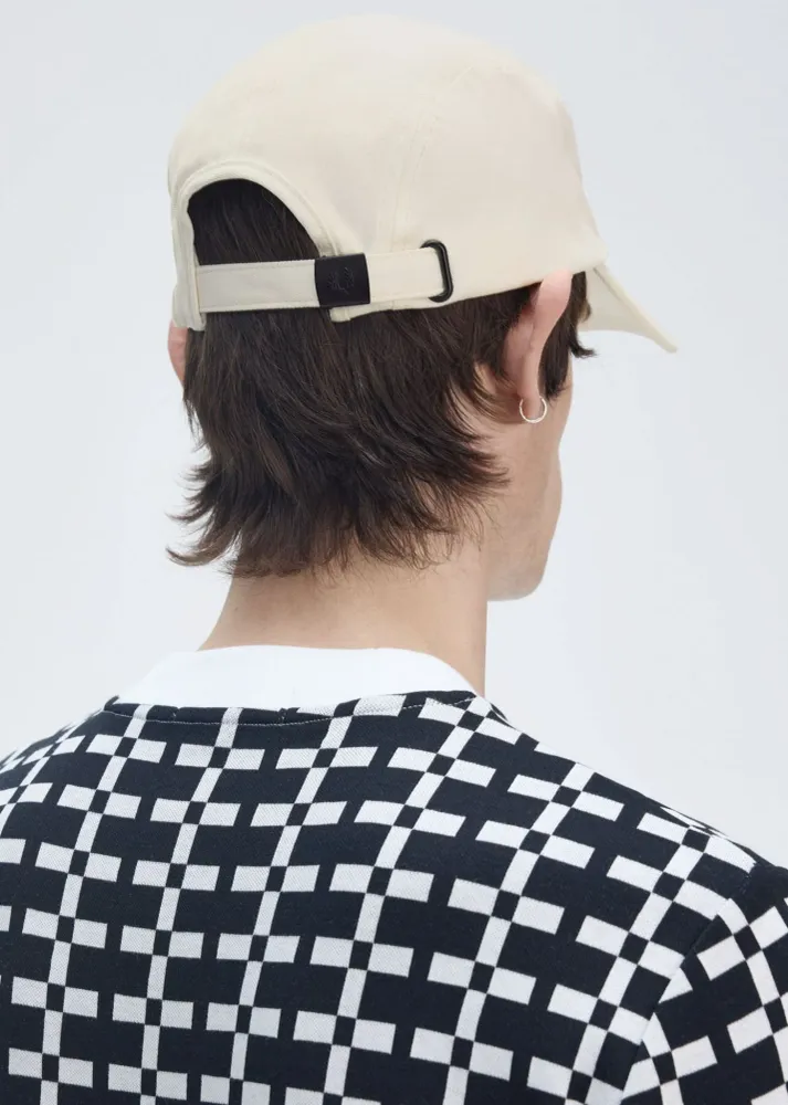 5 panel flap twill cap - ecru