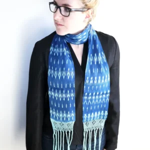 PEROU - ÉTOLE EN IKAT BLEU INDIGO & TURQUOISE