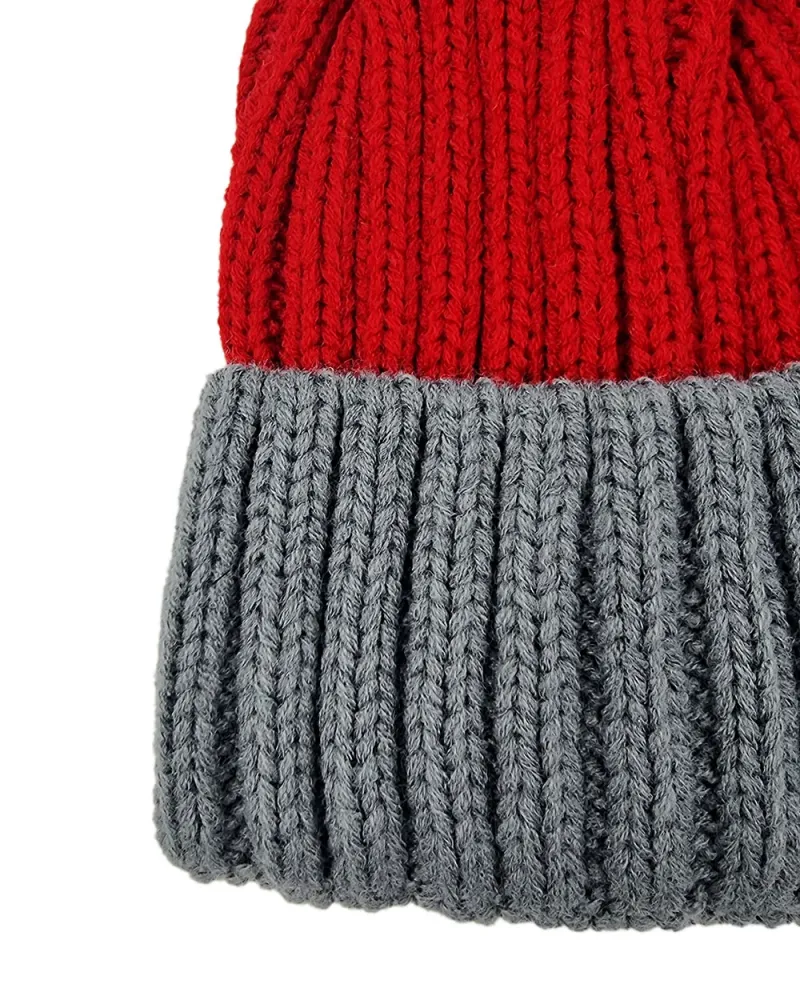 Bonnet de père Noël tricoté, rouge / gris Snazzy Santa