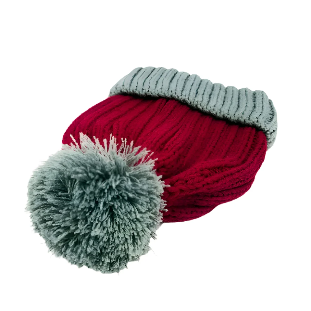 Bonnet de père Noël tricoté, rouge / gris Snazzy Santa