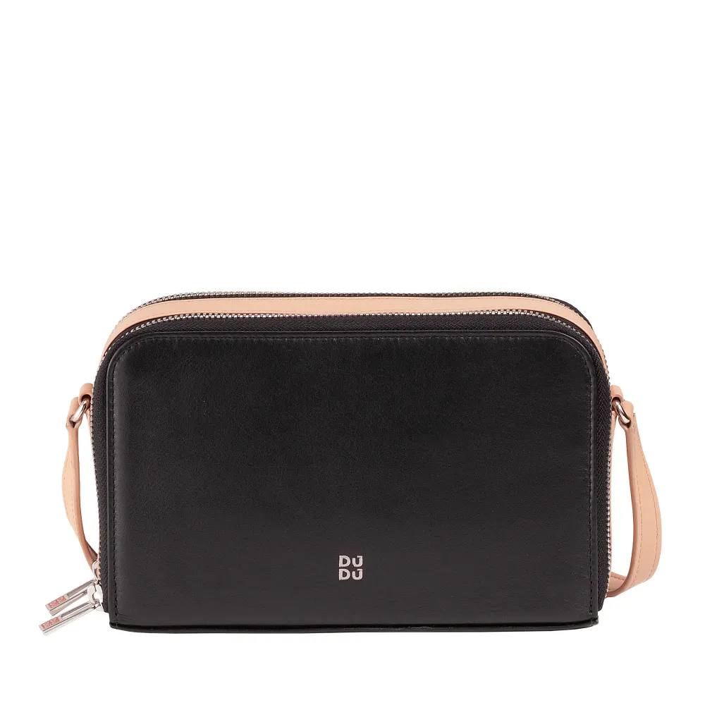 DUDU Petit sac à bandoulière en cuir pour femme, portefeuille à double fermeture éclair, sac à main multipoches