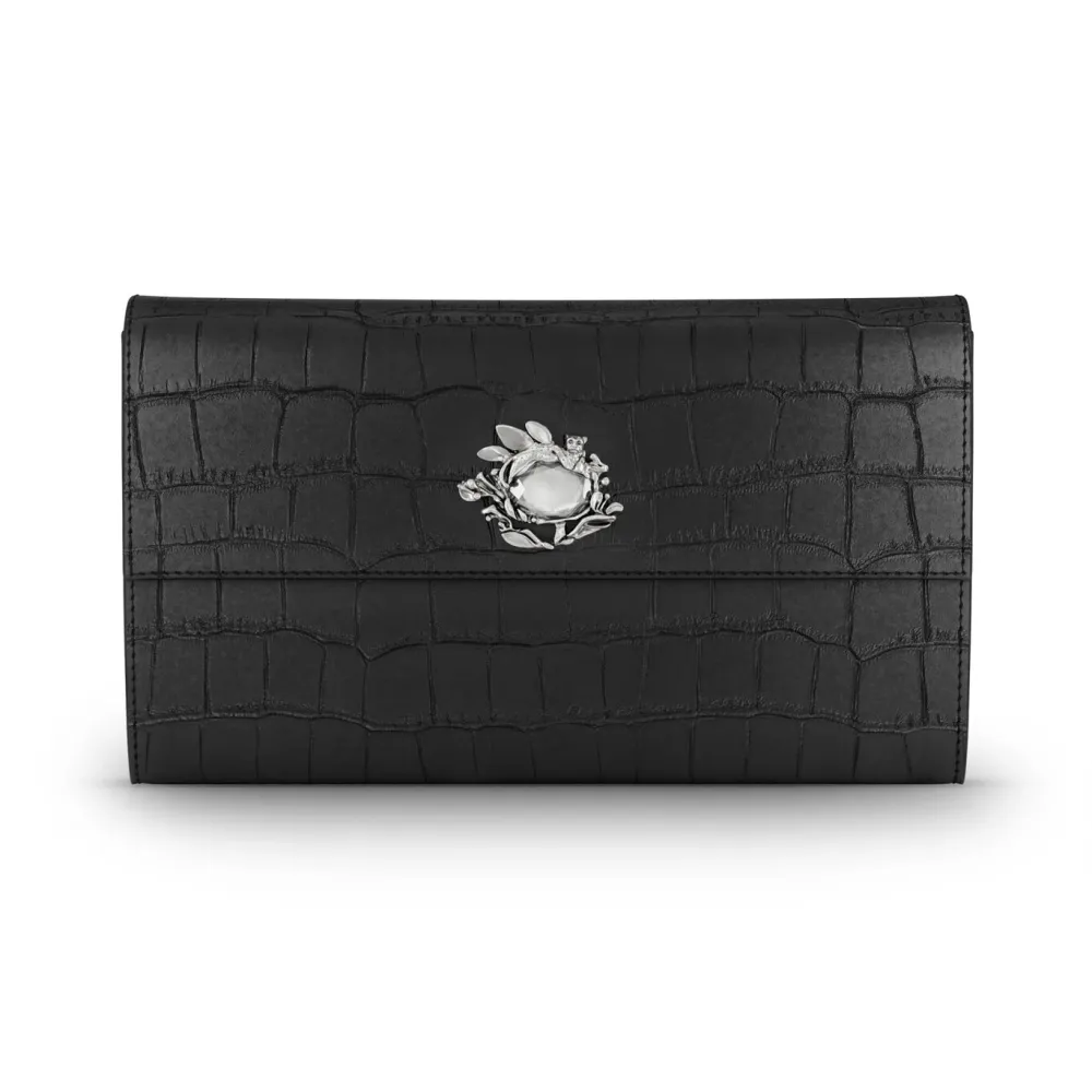 Giovanni Raspini continental jungle cuir croco noir bronzeblanc L0026