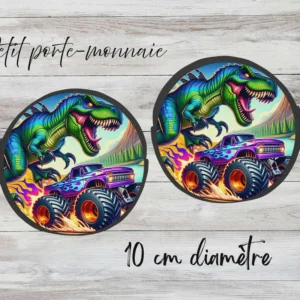 ✨ Petit porte-monnaie sublimé – Dino truck