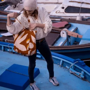 Sac cabas velours Éclat - Camel